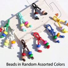 2pcs Assorted Color Handmade Woven Rope Knot Keychains, Colorful Beaded Bag Charms, Decorative Pendants For Keys, Backpacks And Earphone Cases - Multicolor - View 3