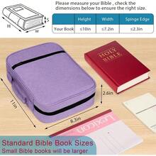GERMUN Funda para Biblia con Asa Duradera, Estuche de Transporte para Libros, Bolsa de Iglesia para Biblia, Protectora con Bolsillo con Cremallera, Accesorios y Suministros para Biblia, Protector de - Morado - Ver 2