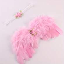 2pcs/Set Newborn Angel Wings And Halo Headband Cupid Costume Photography Props Set, Suitable For Baby 100 Days Photo Shoot, Gender Reveal Party And Gift Party, Baptism Gift, Suitable For Expectant Mother Gift - Multicolor - View 19