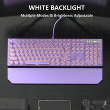 MageGee - STORM Punk Wired Mechanical Keyboard, 104 Tombol, Saklar Biru, Tutup Tombol Bulat Retro dengan Sandaran Pergelangan Tangan Magnetik, Anti-Ghosting, Lampu Latar Warna Solid/Pelangi yang Dapat Diatur, Tersedia Berbagai Warna, Cocok untuk PC/Laptop/Rumah/Gaming/Hadiah - View 9