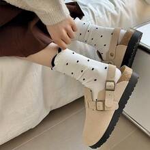 1/3/6 Pairs Women's Polka Dot Pattern Bubble Cuff JK Style Comfortable Breathable Mid-Calf Socks - Black and White - View 5