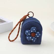 Cute Denim Mini Coin Purse, 3D Flower Decor Zipper Wallet, Portable Keychain Pouch, Small Earphone Storage Bag For Women Girls Gift - Multicolor - View 9