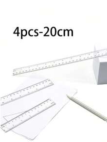 1/4/6pcs Transparent Ruler, Clear And Precise Scale, 15/20cm, Smooth Edges, Plastic Material, Simple And Portable, Suitable For Homework, Geometry Drawing, Office Measurement, School Supplies, Ruler, Christmas Learning Gift - Transparent - View 12