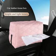1pc Universal Car Sun Visor Armrest Box Tissue Holder, Seat Back Hanging PU Faux Leather Car Tissue Box - A - View 4