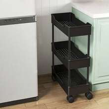 1PC/Mobile Cart Gap Storage Rack, Multi-Layer Storage, Partitioned Storage, Gap Storage, Movable, Flexible Sliding, Easy Assembly, Sturdy Load-Bearing, Waterproof And Moisture-Proof, Easy To Clean, Space-Saving, Open Access, Suitable For Kitchen, Bathroom, Living Room, Bedroom, Movable Floor Cart Multi-Layer Bathroom Narrow Storage Rack - Multicolor - View 7