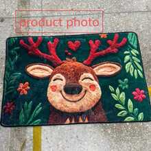 1pc Christmas Reindeer Doormat, Small Rug, Home Decor, Area Rug, Casual Blanket, Bedside Rug, Bedroom Carpet, Washable Rug - Multicolor - View 4