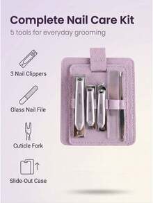 Exquisite Nail Clipper Set, Novel Complete Set Of Large, Medium And Small Nail Clippers, Suitable For Home And Travel Use, Available In Blue, Green, Beige And Purple - Multicolor - View 3