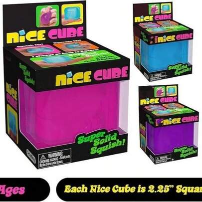Squishy Nee D0h Nice Cube, Juguete de Apretar con Forma de Cubo de Hielo Cuadrado de Rebote Lento, Juguete Sensorial Fidget, Relleno de Maltosa TPR, Juguete de Alivio del Estrés y Desahogo, Regalo de Cumpleaños/Vacaciones/Fiesta