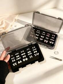 1pc Transparent Earring Display Box, Minimalist Nail Art Accessory Storage Box, Dust-Proof Multi-Purpose Nail Art Storage Box, Jewelry Storage Box, Suitable For Travel, Vacation, Daily Vanity And Dorm, Ideal Holiday Birthday Gift For Women And Girls - Black - View 4