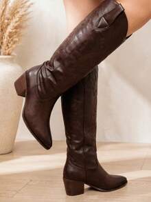 Women Mid-Calf Boots - Brown - View 4