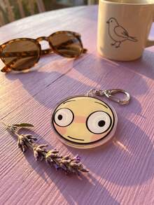 1Pc/6Pcs Bendy And The Ink Machine Cartoon Acrylic Keychain Set, Funny Round Expression Pendant For Backpack, School Bag & Car Keys. - Multicolor - View 6