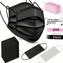 200/100/50/25/1pc Disposable Face Masks, 3 Colors Available, Skin-Friendly & Soft, 3-Layer Protection, Elastic Ear Loops - Ideal For Home, School, Office, Outdoor And Camping! - Multicolor - View 2
