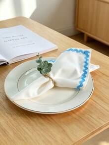 1pc/2pcs/4pcs Minimalist Colorful S-Shaped Lace Square Napkin, Handkerchief, Decorative Cover Cloth For Daily Use And Party - White - View 8