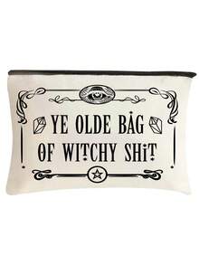 Witchy Printed Halloween Makeup Bag, Featuring Elements Such As Bats And Pumpkins, A Large Capacity Toiletry Bag, Multifunctional Storage Bag - Multicolor - View 12