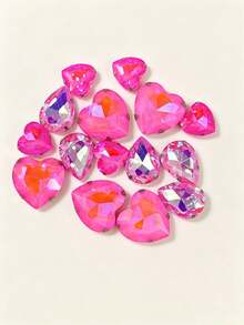 15pcs Pink Oversized Rhinestones For DIY Clothing, Shoes, Hats, Bags Decoration - Pink - View 5