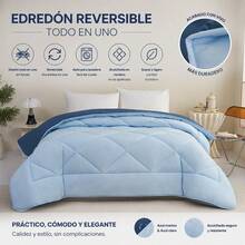 Soft Quilted Polyester Comforter With Reversible Design And Diamond Stitching, Comfortable Bed Filling, Available In Sizes 180x240cm, 220x240cm, And 240x260cm - Blue - View 5