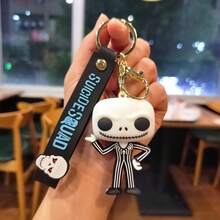 FIFA The Nightmare Before Christmas Keychain, Jack & Sally Cartoon PVC Soft Rubber Doll Pendant, Halloween Funny Skeleton Character Hanging Ornament, Backpack Car Key Accessory, Movie Merchandise Small Gift, Couple Hanging Decor With Multiple Styles To Choose From - View 2