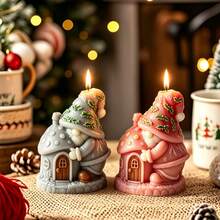 3D Christmas Elf House Silicone Candle Soap Mold, DIY Aromatherapy Candle, Handmade Soap, Resin, Plaster Mold For Christmas Home Decor Crafting - Mushroom House Faceless Gnome Silicone Mold - View 1