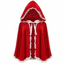 Jubah Berkerudung Merah dengan Hiasan Renda Hitam, Kostum Little Red Riding Hood, Untuk Cosplay Halloween, Pakaian Gothic, Karnaval, Pesta Topeng, Pesta Natal dan Pertunjukan Panggung - MultiWarna - View 6