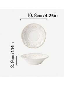 1pc Vintage Embossed Jewelry Storage Decorative Tray, 4.25 Inch, European Retro Distressed Ceramic Dish, Vanity Ring & Earring Storage Display Plate, Home Interior Decor, Daily Use & Gift Item - Multi-color 11 - View 8