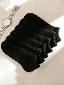 1/5/10/20 Pairs Black Thin Sweat-Absorbent Comfortable Short Socks, Solid Color Design Fashion Casual, Suitable For Daily Casual And Office Wear, Snug Fit - Multicolor - View 4