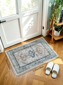 1pc Light Blue Bohemian Living Room Rug, Suitable For Kitchen, Dining Room, Bedroom, Room Holiday Decor, Indoor/Outdoor, Office, Lobby, Non-Slip Doormat, Bathroom Rug, Hallway, Study Gaming Area Rug - Dusty Blue - View 19