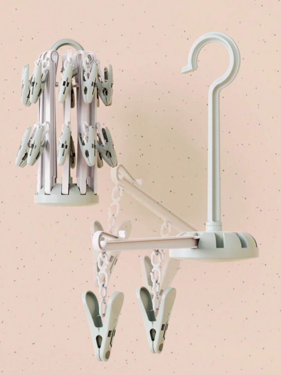 1pc/20 Clips Folding Clothes Hanger/Seamless Pants Clips/Space-Saving/Can Hang Shirts/Pants/Underwear/Socks/Hats