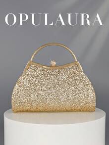 OpulAura Sparkling Crystal Embellished Evening Clutch Bag For Women, Luxury Glitter Rhinestone Formal Purse Suitable For Gala, Party, Wedding, Birthday Party, Anniversary Gift - Gold - View 1