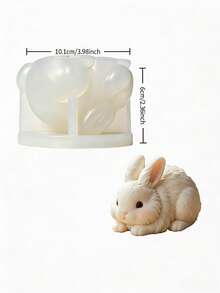 1個 3Dリアルかわいいウサギシリコンモールド、キャンドルモールド - 香り付きキャンドル、レジンクラフト、プラスターデコレーション、ホーム ...