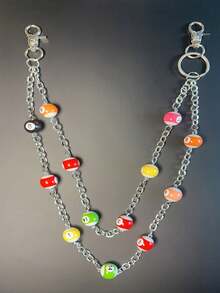 1pc Men's Mixed Color Punk Style Chain Waist Chain, Hip Hop Ins Minimalist Waist Chain, Suitable For Decorating Keychain Wallet Bag Buckle, Random Digital Sequence Shipment - Multicolor - View 3