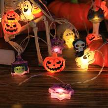 Halloween String Lights, Spider, Ghost, Clown And Other Elements Combination, Rich Content, Atmospheric, Suitable For Holiday Gatherings, Party Venues, Home Decor, Battery Box Powered (Batteries Not Included) - Combo Set - View 8