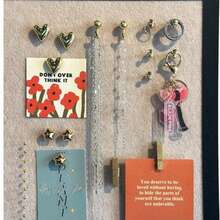 100pcs Gold-Plated Plastic Push Pins (With Storage Box), Hooks, Star/Heart-Shaped Decorative Pins, Long Tail Clips And I-Shaped Nails Multi-Function Office Stationery Set, With Transparent Storage Box. Suitable For Cork Board Decoration, Bulletin Board Arrangement, Photo Wall Embellishment, Document Fixing, Map Marking, Handmade DIY Projects, And Classroom, Dormitory And Desktop Organization. - Sets - View 4