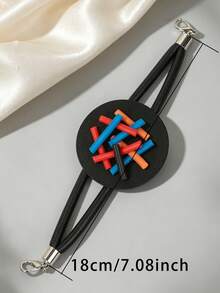 MARLIWOO 1pc Niche Modern Style Colorful Exaggerated Party Bracelet, Vintage Gothic EMO Contrast Color Bracelet - Black - View 5