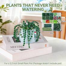 1660pcs Green Glass Beads Set, For Beaded Plants, 6mm Round Glass Beads, 60pcs Leaf Beads, Faceted Beads And Seed Beads, Suitable For Jewelry Making, Bracelets And DIY Crafts (Foam Blocks And Flower Pots Not Included) - Green - View 4