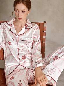 EverLounge Unisex Satin Printed Pajamas And Loungewear Set - Multicolor - View 12