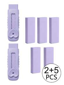Customizable Retractable Erasers, Personalized Pencil Rubber Erasers For Drawing, Student Stationery Back To School Gift, Multi-Functional Art Erasers For Office School Students Classroom Rewards - Purple - View 22