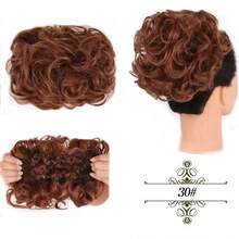 Moño de novia sintético grande y desordenado con rizos, chignon con peine y clips, funda para coleta, extensión de coleta de cabello sintético natural falso - Multicolor - Ver 16