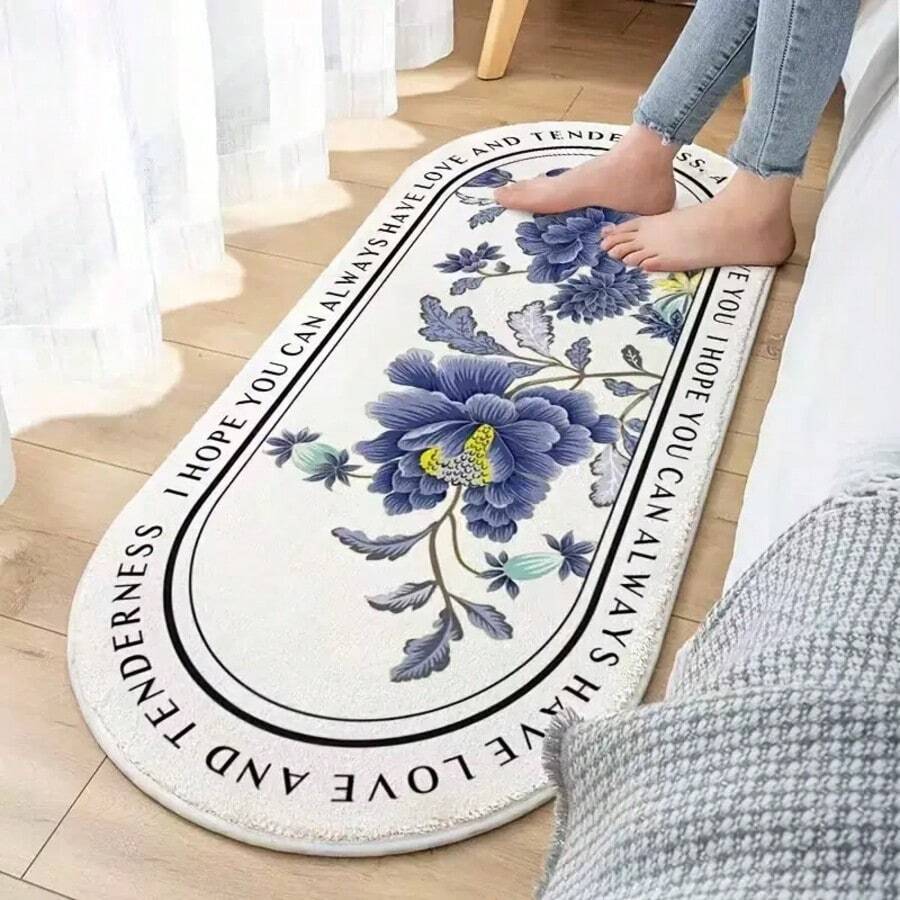 1PC Cute Floral Botanical Short Plush Rug Non-Slip Backing Machine Washable Soft Comfy Bedside Mat For Bedroom Living Room Hallway Bathroom Toilet Shower Anti-Slip Floor Carpet Warm Noise-Reducing Easy Care Home Decor - Multicolor - View 1