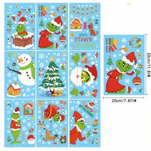 The Grinch 9pcs Cross-Border Christmas Window Stickers The Cartoon PVC Static Window Decals Glass Stickers - Multicolor - View 5