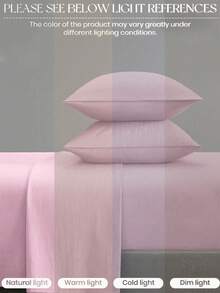 4-Piece Solid Pink Bedding Set, Easy Care, Soft Bedding Set, Includes Fitted Sheet (1 Flat Sheet + 1 Fitted Sheet + 2 Pillowcases), Solid Color Fitted Sheet Set, Available Sizes: King, Queen, Full, Twin, Deep Pocket Fitted Sheet Design, Pillowcases Up To 11.8 Inches, Soft And Breathable, Wrinkle-Resistant - Pink - View 6