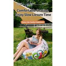 1pc New Graffiti Spherical Inflatable Lazy Sofa, Foldable Flocked Inflatable Bean Bag Chair, Portable Air Sofa For Indoor Home Relaxation - A - View 6