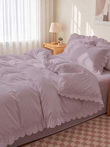 Set Sprei Selimut Berumbai 2/3 pcs, Perlengkapan Tidur Asrama, Set Sprei Warna Polos, Dekorasi Kamar, Ramah Kulit dan Bernapas, Sangat Lembut dan Anti-Pilling, Sprei Ukuran Twin XL, Isi Selimut Tidak Termasuk, Cocok untuk Ukuran Twin, Full, King, Queen, Sepanjang Musim, Dapat Dicuci dengan Mesin, Kembali ke Sekolah - Warna pasta kacang merah - View 5