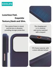 Koolife 1pc Tech Fabric Magnetic Phone Case, PC+TPU Material, Solid Color, Metal Independent Buttons, Lightweight, Scratch-Resistant And Drop-Proof Protective Cover, For IPhone18pro/18pro Max/17/17Pro/17ProMax/16/16pro/16promax/15/15pro/15promax - Purple - View 8