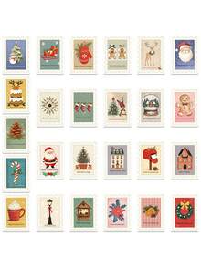 50pcs/Set Retro Merry Christmas Aesthetic Stickers, Decorative Decals For Stationery Notebook Luggage Laptop Guitar Fridge Phone Teens Sticker - Sets - View 5