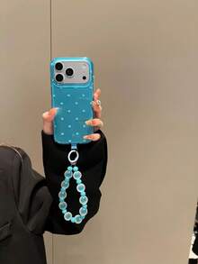 New Blue Polka Dot Phone Case Compatible With Apple 17 Pro Max, 16, 15 Pro, Unique High-End Niche Design With Crossbody Strap, Full Coverage Protective Cover For Women - Blue - View 3