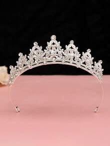 1 pieza Tiara corona de princesa con cristales dorados para niñas, accesorio para el cabello de cristal transparente para fiesta de cumpleaños, disfraz, concurso de belleza, actuación & foto - Multicolor - Ver 11