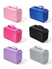 Custom 1pc Portable 4-Layer Pencil Storage Bag, 72-Slot Zipper Pencil Case, Suitable For Colored Pencils, Drawing Pens, Art Supplies Storage - Multicolor - View 7