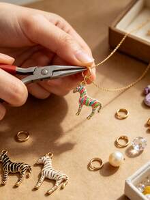 1 Pc 304 Stainless Steel Enamel Animal Pendants, Colorful Flamingo & Zebra Charms, Cute Wild Animal DIY Accessories Necklace Bracelet Making - Multicolor - View 2