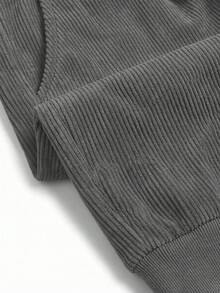 男士冬季保暖內裡彈性腰抽繩口袋燈芯絨錐腳運動長褲 - 灰色 - 查看 8