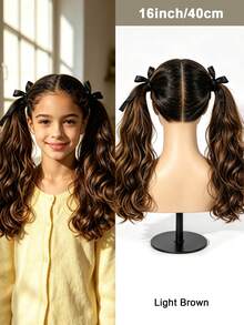 Tie-Up Double Wave Ponytail Hair Extensions, Synthetic Fiber Curly Drawstring Ponytail Wig, Suitable For Girls, Soft Large Wave Curly Hair Piece, Easy To Wear, Suitable For Daily, Halloween, Christmas Party And Cosplay, Multiple Lengths Available - Multicolor - View 24